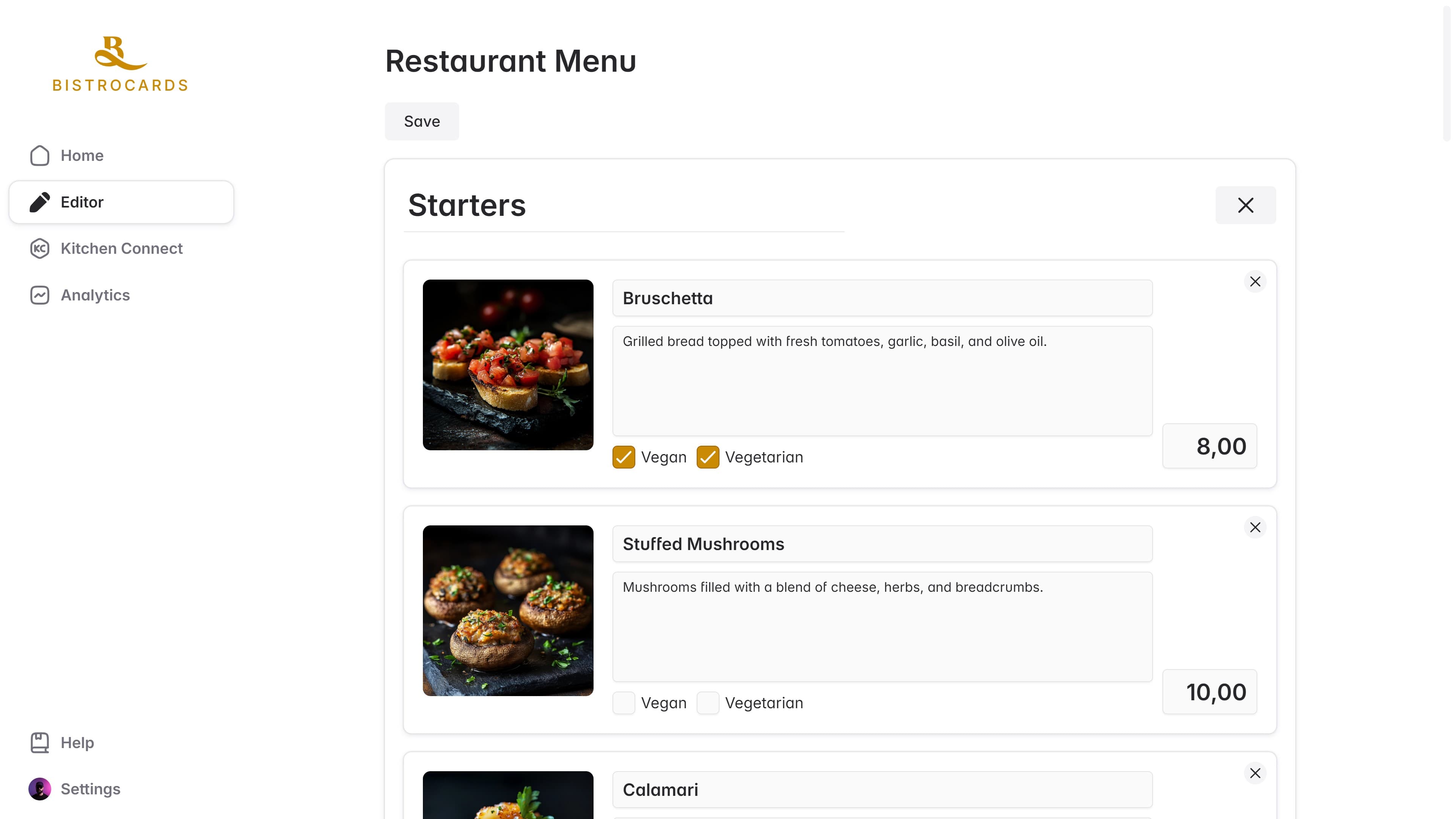 Bistrocards screenshot 2