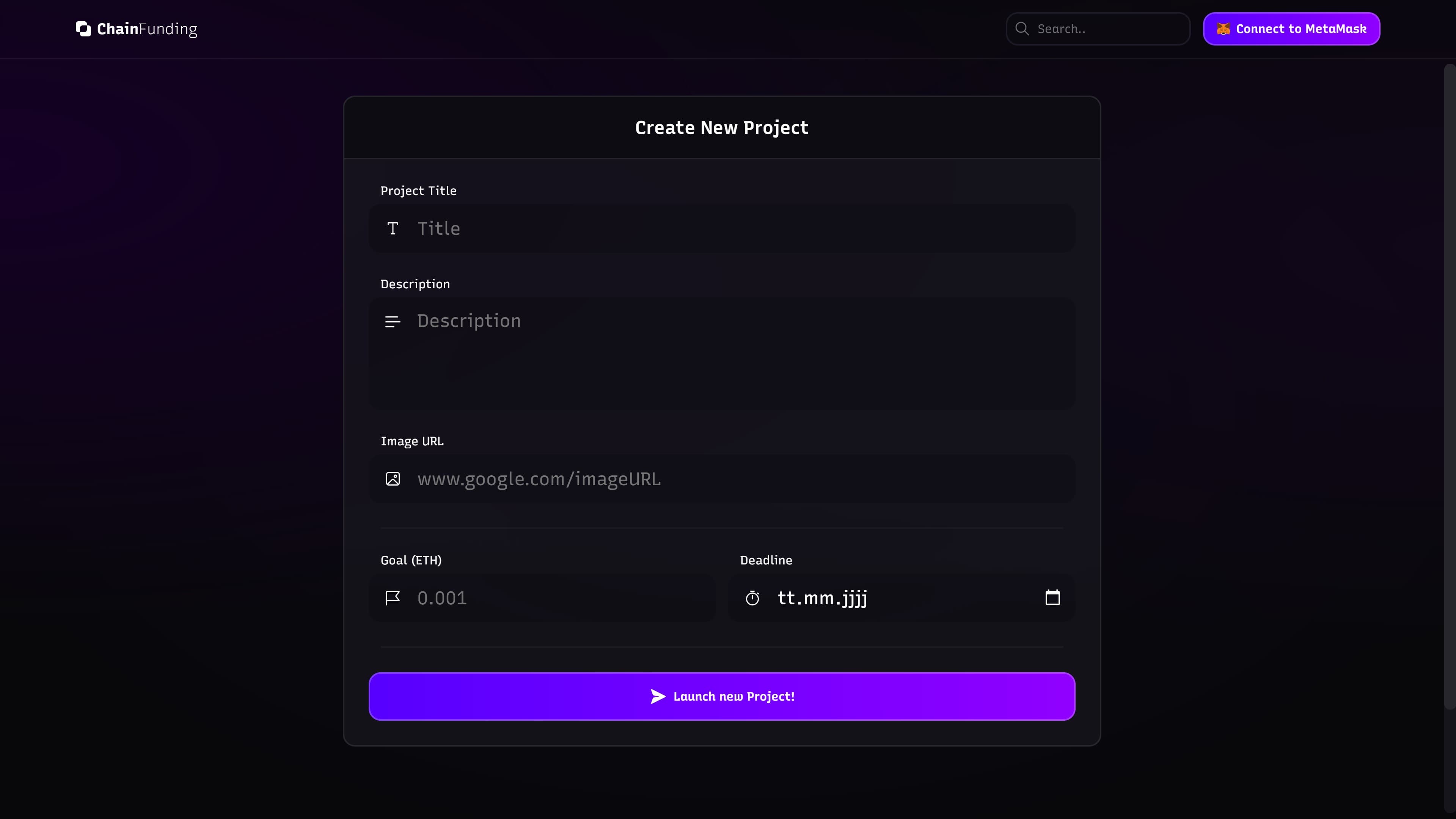 ChainFunding (University Project) screenshot 4